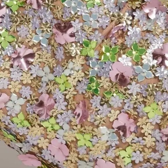 $698 Mac Duggal Size 4 Pink Green Gold Multicolor 3D Floral Long Maxi Gown Dress - Picture 5 of 5